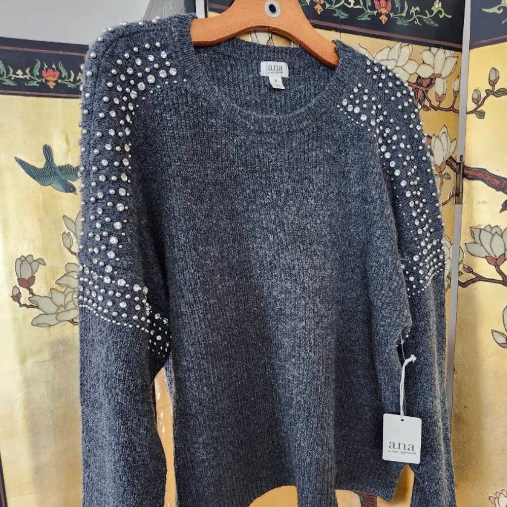 a.n.a.New Approach Charcoal Studded Women' sweater XL